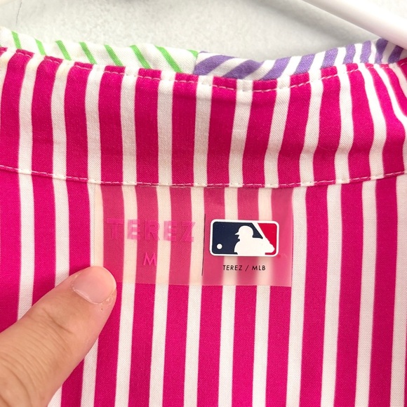 Terez x MLB Los Angeles Dodgers Striped Button Down Shirt Women’s Size Medium - Picture 3 of 10